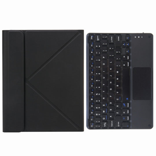 H-102C Touch Bluetooth Keyboard Leather Case with Rear Three-fold Holder For iPad 10.2 2020 & 2019 / Pro 10.5 inch(Black)