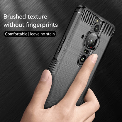 For Sony Xperia Pro-I Brushed Carbon Fiber Texture TPU Phone Case(Black) by buy2fix