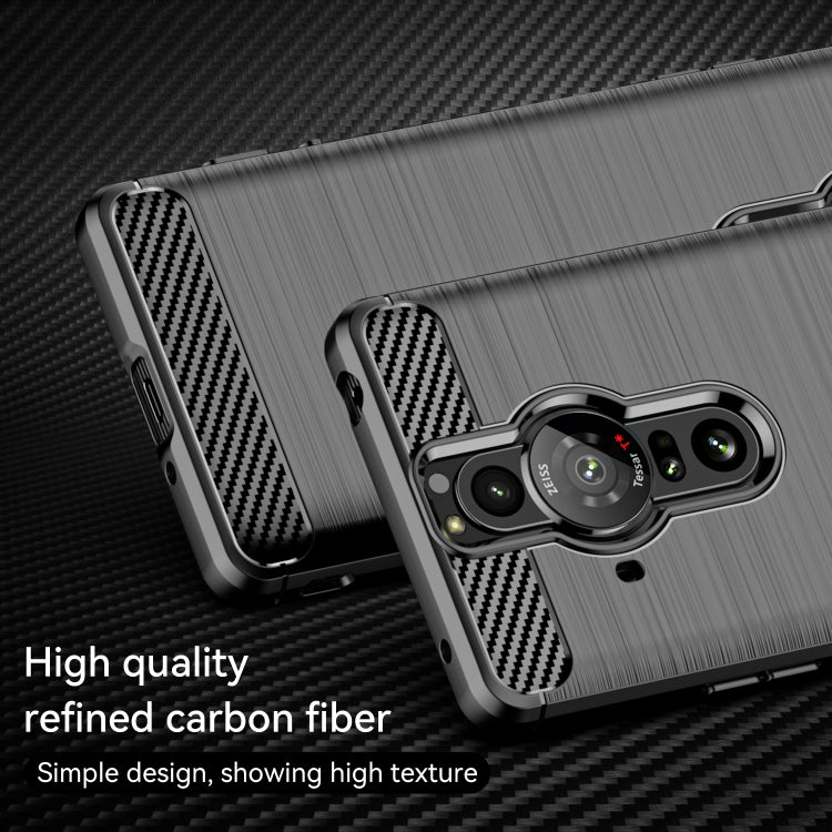 For Sony Xperia Pro-I Brushed Carbon Fiber Texture TPU Phone Case(Black) by buy2fix