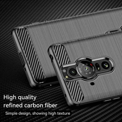 For Sony Xperia Pro-I Brushed Carbon Fiber Texture TPU Phone Case(Black) by buy2fix