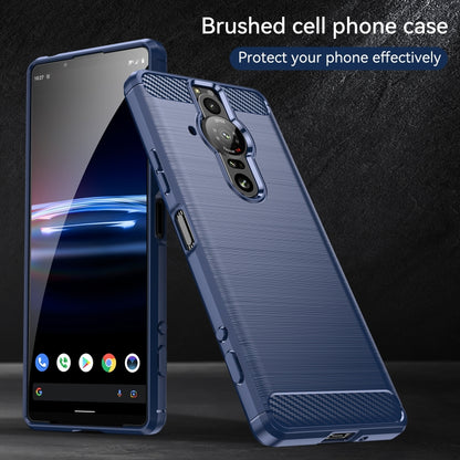 For Sony Xperia Pro-I Brushed Carbon Fiber Texture TPU Phone Case(Blue) by buy2fix