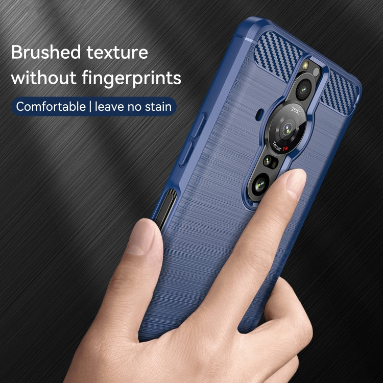 For Sony Xperia Pro-I Brushed Carbon Fiber Texture TPU Phone Case(Blue) by buy2fix