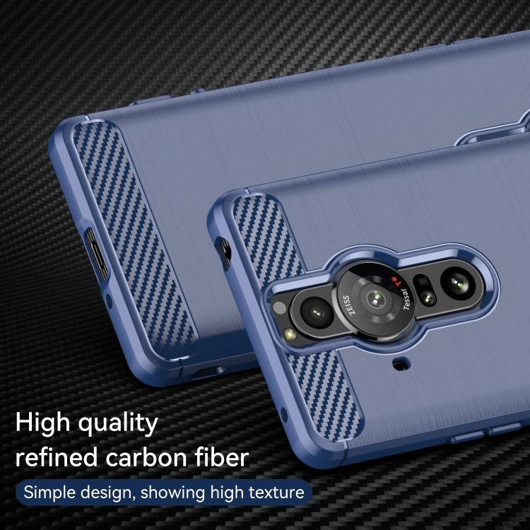 For Sony Xperia Pro-I Brushed Carbon Fiber Texture TPU Phone Case(Blue) by buy2fix
