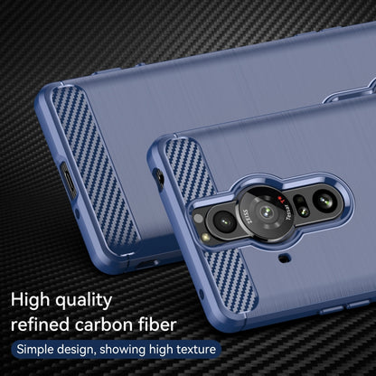 For Sony Xperia Pro-I Brushed Carbon Fiber Texture TPU Phone Case(Blue) by buy2fix