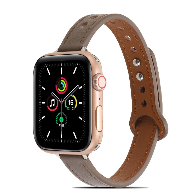 Double Rivets Leather Watch Band for Apple Watch Series 9&8&7 41mm / SE 3&SE 2&6&SE&5&4 40mm / 3&2&1 38mm(Light Brown) by buy2fix