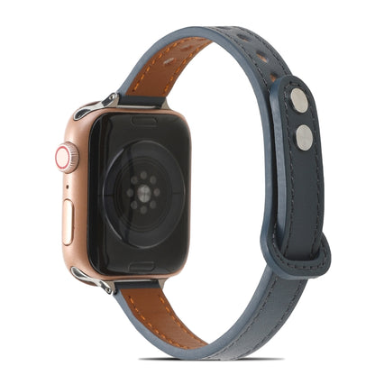 Double Rivets Leather Watch Band for Apple Watch Series 9&8&7 41mm / SE 3&SE 2&6&SE&5&4 40mm / 3&2&1 38mm(Blue) by buy2fix