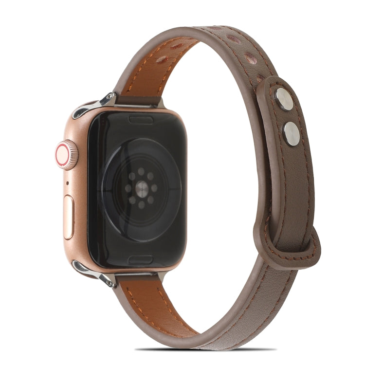 Double Rivets Leather Watch Band for Apple Watch Ultra 49mm&Watch Ultra 2 49mm / Series 9&8&7 45mm / SE 3&SE 2&6&SE&5&4 44mm / 3&2&1 42mm(Light Brown) by buy2fix