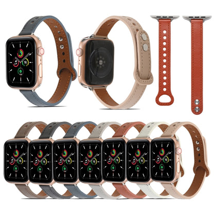 Double Rivets Leather Watch Band for Apple Watch Ultra 49mm&Watch Ultra 2 49mm / Series 9&8&7 45mm / SE 3&SE 2&6&SE&5&4 44mm / 3&2&1 42mm(Light Brown) by buy2fix