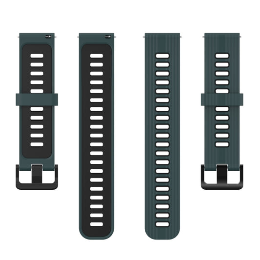 For Huawei Watch GT 3 42mm 20mm Two-color Stripe Silicone Watch Band(Olive Green Black) by buy2fix