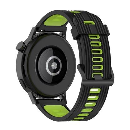 For Huawei Watch GT 3 42mm 20mm Two-color Stripe Silicone Watch Band(Black Lime Green) by buy2fix