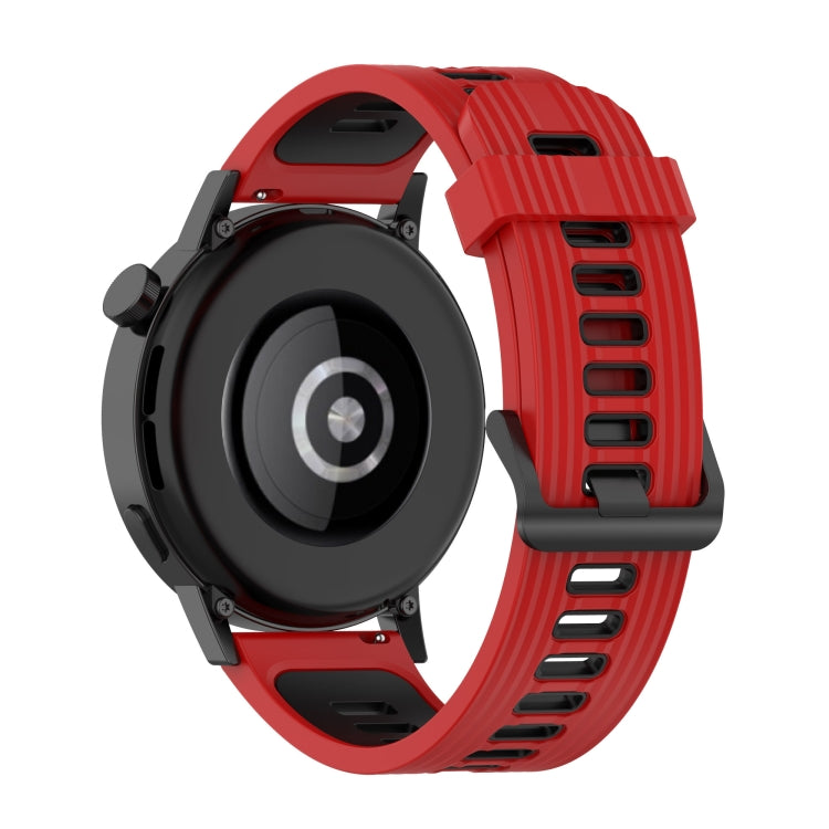For Huawei Watch GT 3 42mm 20mm Two-color Stripe Silicone Watch Band(Red Black) by buy2fix