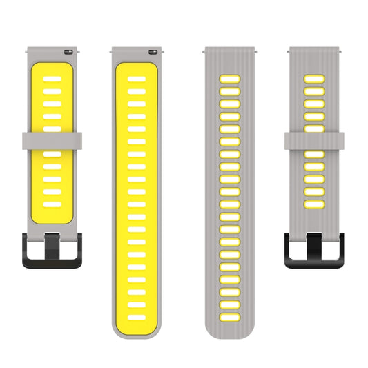 For Huawei Watch GT 3 42mm 20mm Two-color Stripe Silicone Watch Band(Grey Yellow) by buy2fix