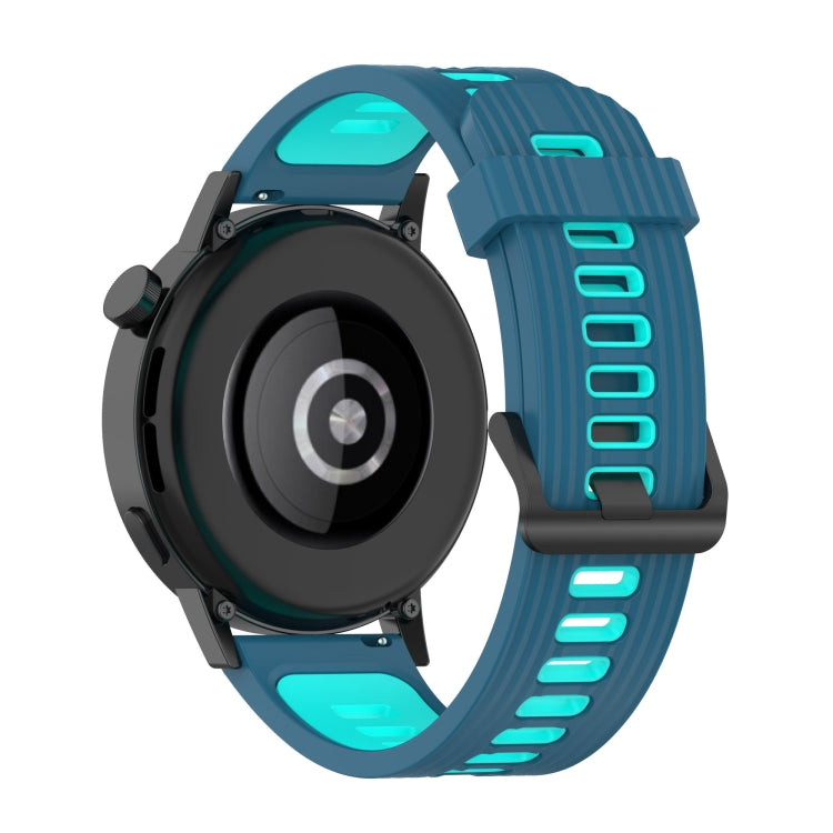 For Huawei Watch GT 3 42mm 20mm Two-color Stripe Silicone Watch Band(Blue Mint Green) by buy2fix