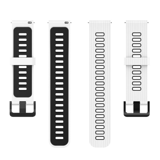 For Huawei Watch GT 3 46mm 22mm Two-color Stripe Silicone Watch Band(White Black) by buy2fix