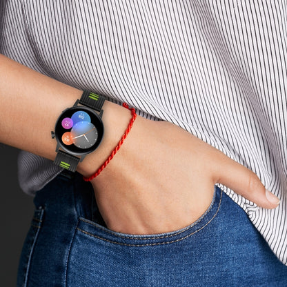 For Huawei Watch GT 3 46mm 22mm Two-color Stripe Silicone Watch Band(Olive Green Black) by buy2fix