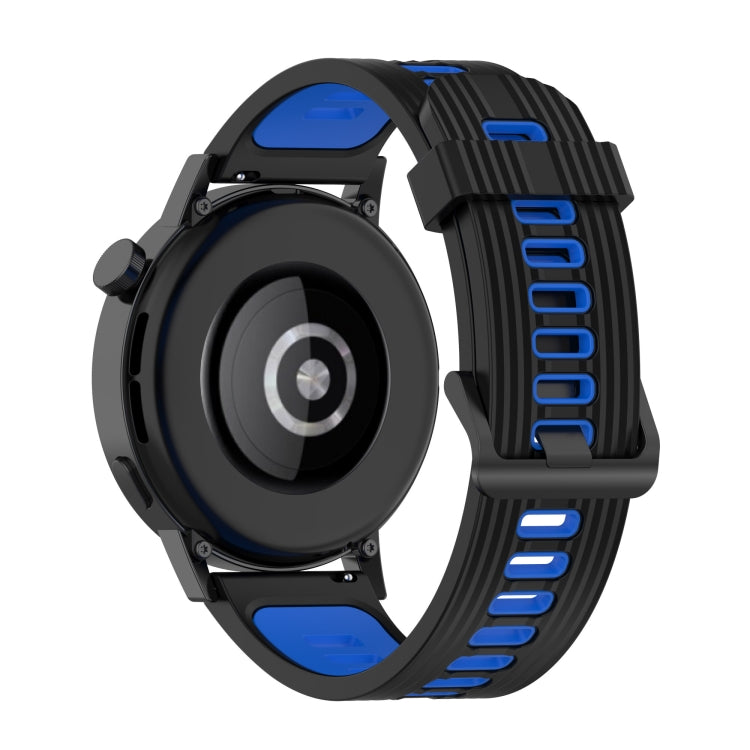 For Huawei Watch GT 3 46mm 22mm Two-color Stripe Silicone Watch Band(Black Blue) by buy2fix