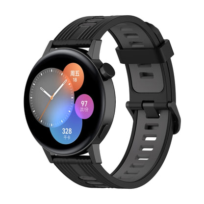 For Huawei Watch GT 3 46mm 22mm Two-color Stripe Silicone Watch Band(Black Dark Grey) by buy2fix