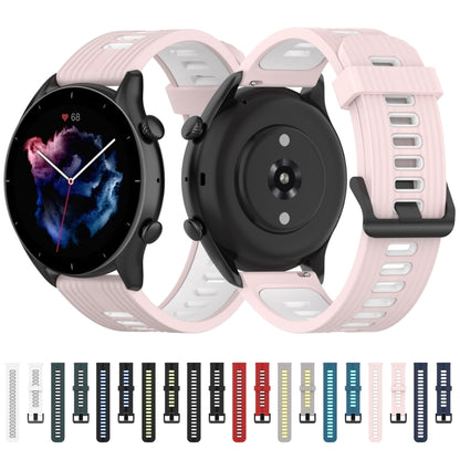 For Huawei Watch GT 3 46mm 22mm Two-color Stripe Silicone Watch Band(Sand Pink White) by buy2fix