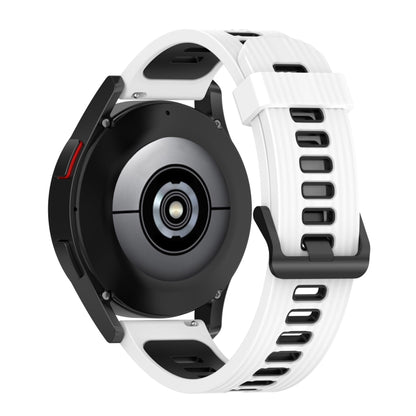 For Samsung Galaxy Watch4/Active2 20mm Two-color Stripe Silicone Watch Band(White Black) by buy2fix