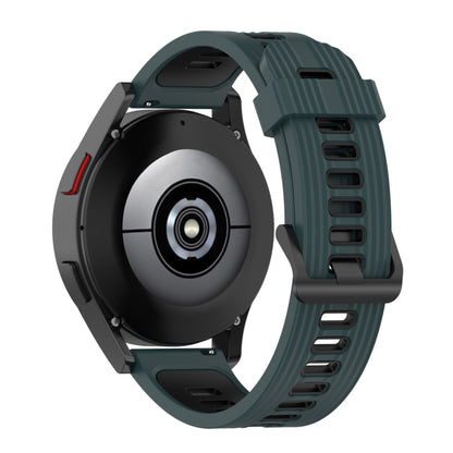 For Samsung Galaxy Watch4/Active2 20mm Two-color Stripe Silicone Watch Band(Olive Green Black) by buy2fix