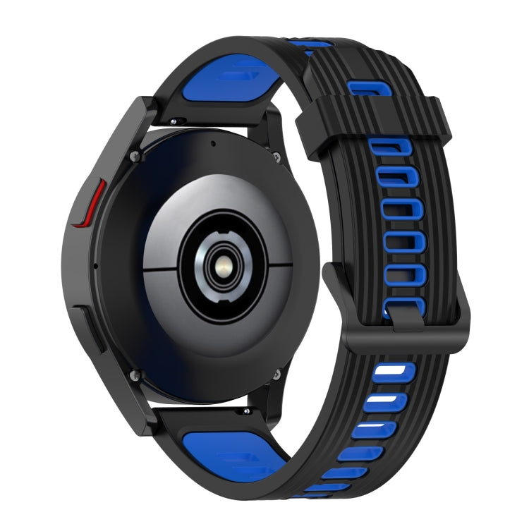 For Samsung Galaxy Watch4/Active2 20mm Two-color Stripe Silicone Watch Band(Black Blue) by buy2fix