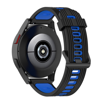 For Samsung Galaxy Watch4/Active2 20mm Two-color Stripe Silicone Watch Band(Black Blue) by buy2fix