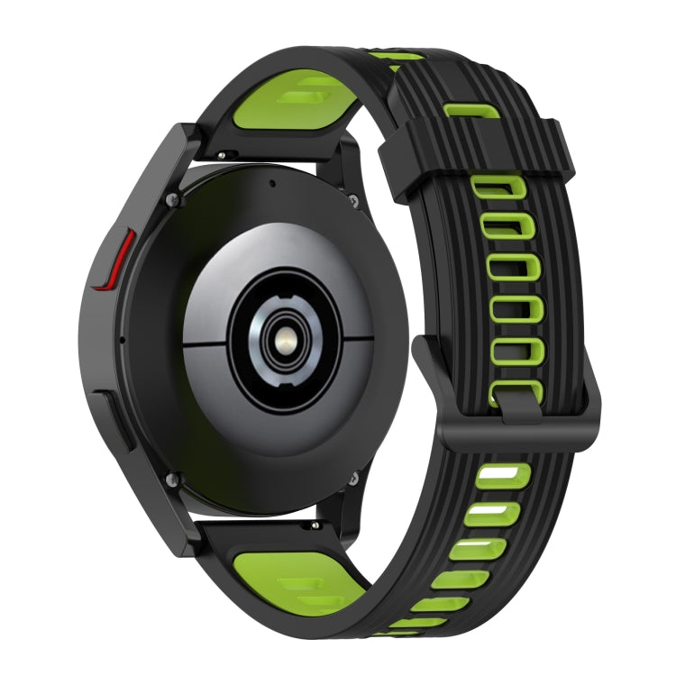 For Samsung Galaxy Watch4/Active2 20mm Two-color Stripe Silicone Watch Band(Black Lime Green) by buy2fix