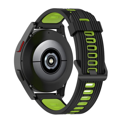 For Samsung Galaxy Watch4/Active2 20mm Two-color Stripe Silicone Watch Band(Black Lime Green) by buy2fix