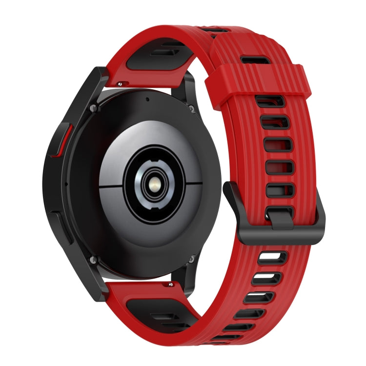 For Samsung Galaxy Watch4/Active2 20mm Two-color Stripe Silicone Watch Band(Red Black) by buy2fix