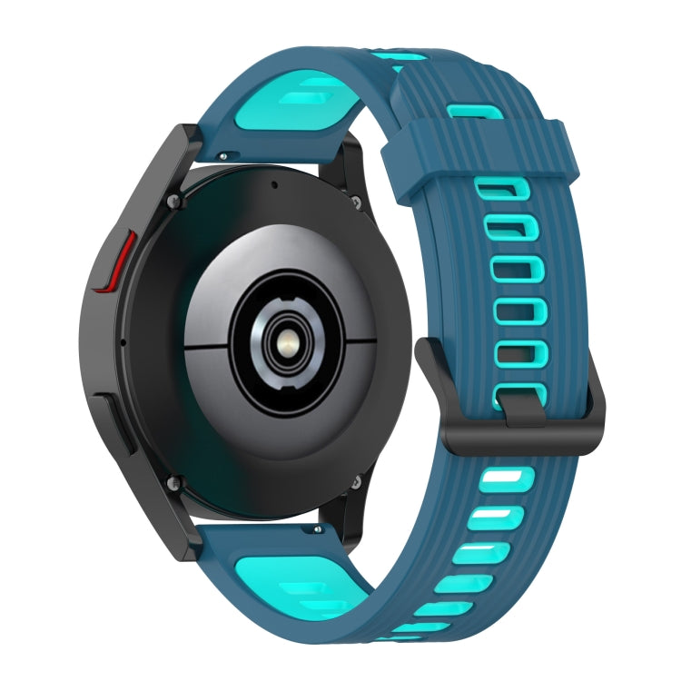 For Samsung Galaxy Watch4/Active2 20mm Two-color Stripe Silicone Watch Band(Blue Mint Green) by buy2fix