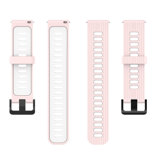 For Samsung Galaxy Watch4/Active2 20mm Two-color Stripe Silicone Watch Band(Sand Pink White) by buy2fix