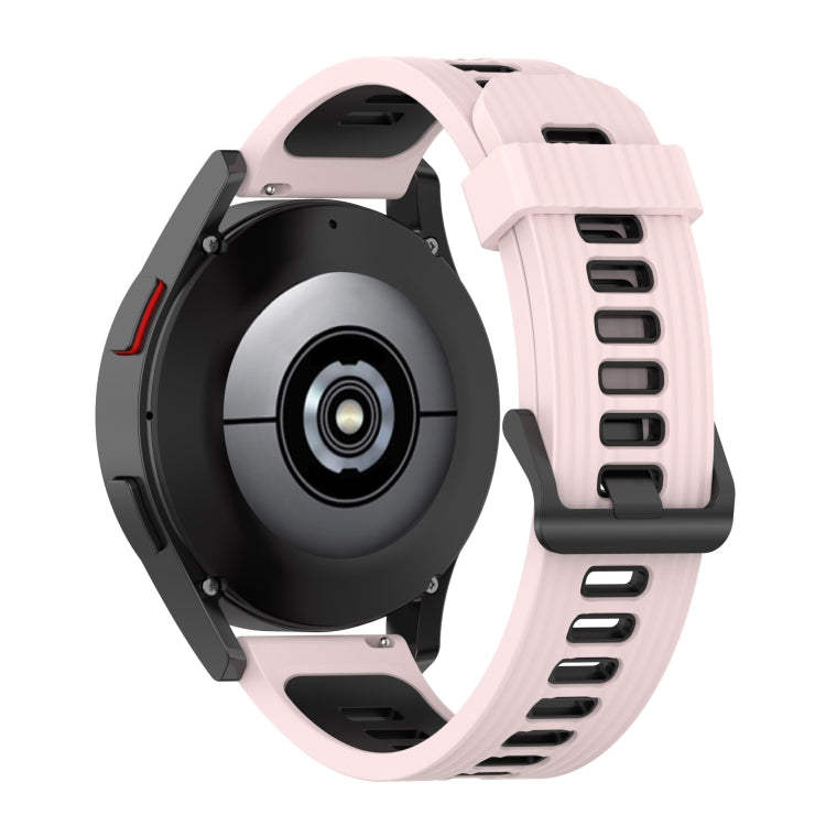 For Samsung Galaxy Watch4/Active2 20mm Two-color Stripe Silicone Watch Band(Sand Pink White) by buy2fix