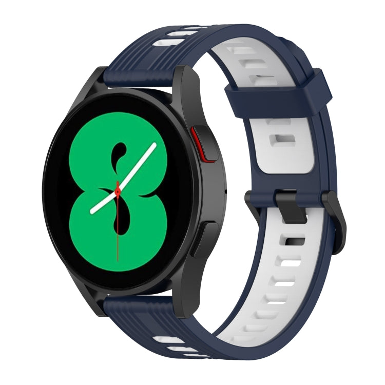 For Samsung Galaxy Watch4/Active2 20mm Two-color Stripe Silicone Watch Band(Midnight Blue White) by buy2fix