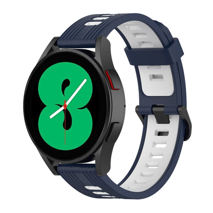 For Samsung Galaxy Watch4/Active2 20mm Two-color Stripe Silicone Watch Band(Midnight Blue White) by buy2fix