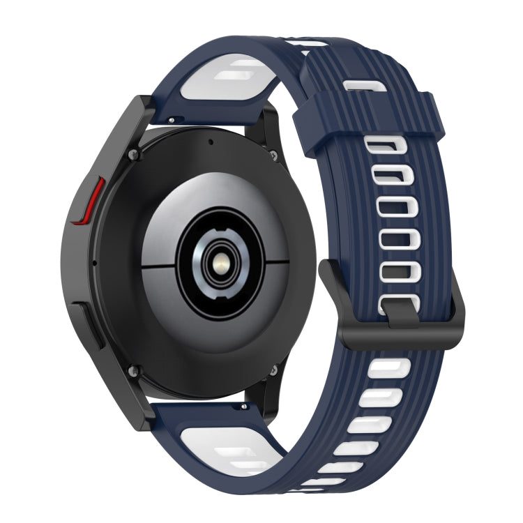 For Samsung Galaxy Watch4/Active2 20mm Two-color Stripe Silicone Watch Band(Midnight Blue White) by buy2fix