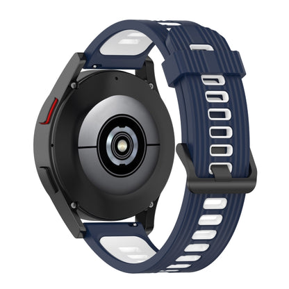 For Samsung Galaxy Watch4/Active2 20mm Two-color Stripe Silicone Watch Band(Midnight Blue White) by buy2fix