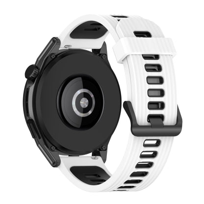 For Huawei Watch GT Runner 22mm Two-color Stripe Silicone Watch Band(White Black) by buy2fix