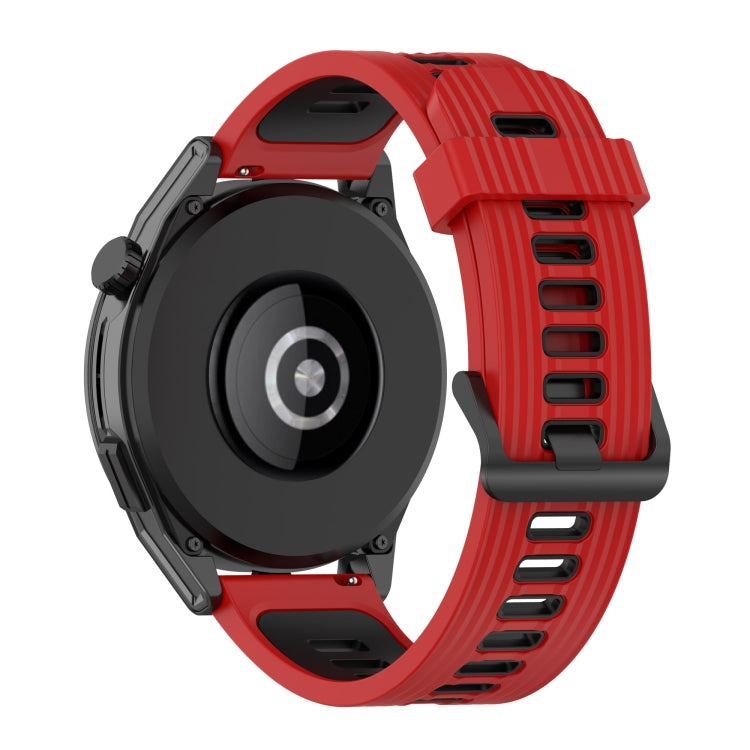 For Huawei Watch GT Runner 22mm Two-color Stripe Silicone Watch Band(Red Black) by buy2fix
