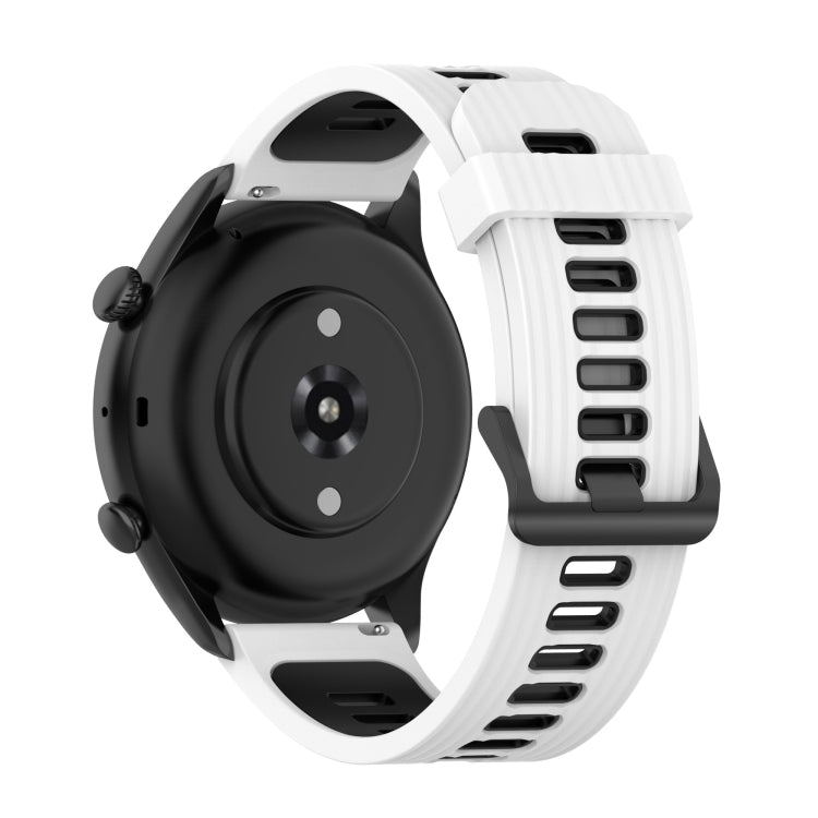For Amazfit GTR 3/GTR 3 Pro/GTR 2 22mm Two-color Stripe Silicone Watch Band(White Black) by buy2fix