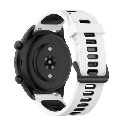 For Amazfit GTR 3/GTR 3 Pro/GTR 2 22mm Two-color Stripe Silicone Watch Band(White Black) by buy2fix