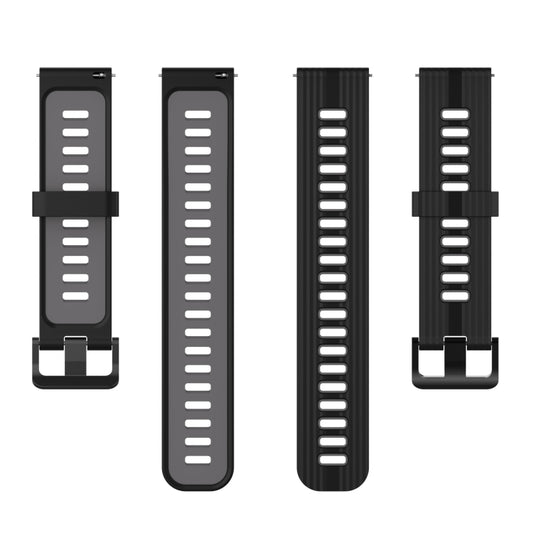 For Amazfit GTR 3/GTR 3 Pro/GTR 2 22mm Two-color Stripe Silicone Watch Band(Black Dark Grey) by buy2fix