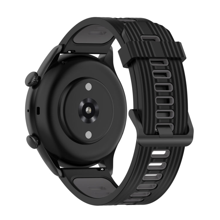For Amazfit GTR 3/GTR 3 Pro/GTR 2 22mm Two-color Stripe Silicone Watch Band(Black Dark Grey) by buy2fix