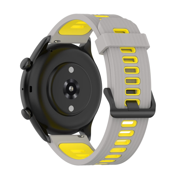 For Amazfit GTR 3/GTR 3 Pro/GTR 2 22mm Two-color Stripe Silicone Watch Band(Grey Yellow) by buy2fix