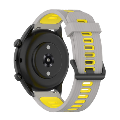 For Amazfit GTR 3/GTR 3 Pro/GTR 2 22mm Two-color Stripe Silicone Watch Band(Grey Yellow) by buy2fix