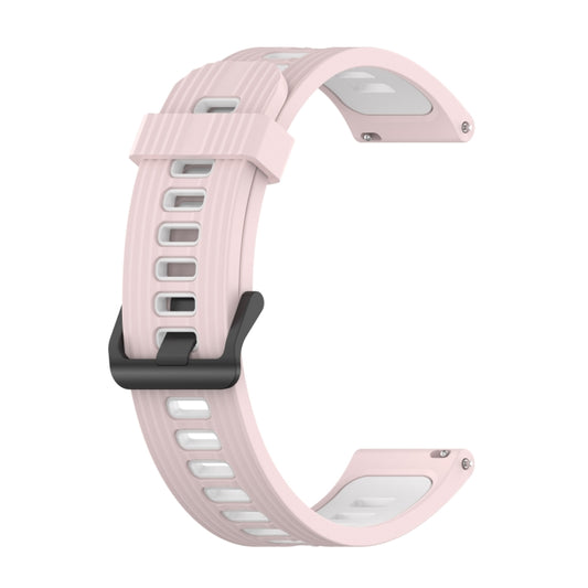 For Amazfit GTR 3/GTR 3 Pro/GTR 2 22mm Two-color Stripe Silicone Watch Band(Sand Pink White) by buy2fix
