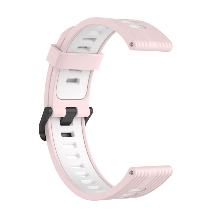 For Amazfit GTR 3/GTR 3 Pro/GTR 2 22mm Two-color Stripe Silicone Watch Band(Sand Pink White) by buy2fix