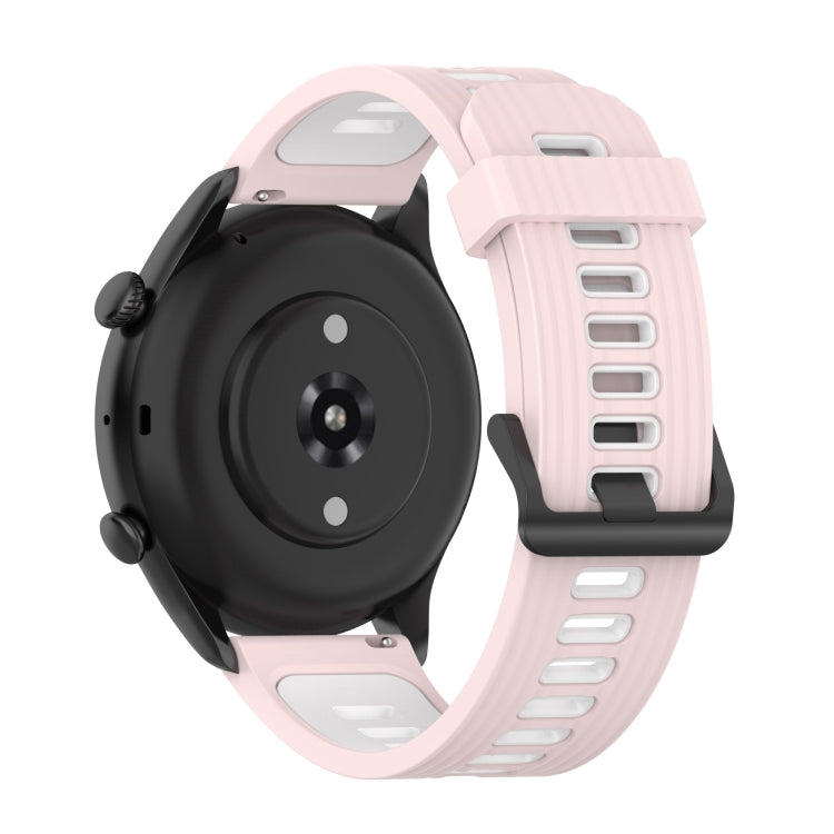 For Amazfit GTR 3/GTR 3 Pro/GTR 2 22mm Two-color Stripe Silicone Watch Band(Sand Pink White) by buy2fix