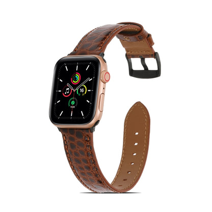 Crocodile Texture Leather Watch Band for Apple Watch Ultra 49mm&Watch Ultra 2 49mm / Series 9&8&7 45mm / SE 3&SE 2&6&SE&5&4 44mm / 3&2&1 42mm(Brown) by buy2fix