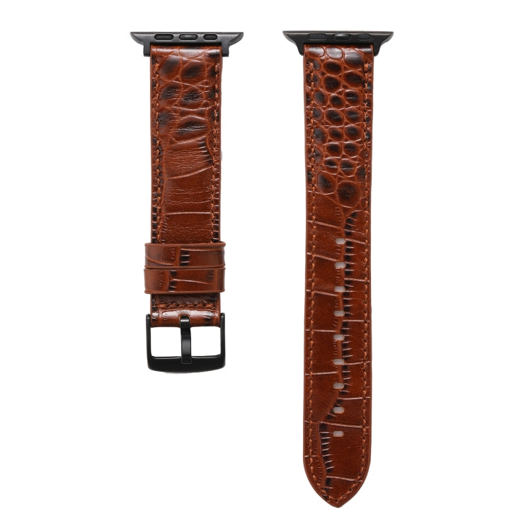Crocodile Texture Leather Watch Band for Apple Watch Ultra 49mm&Watch Ultra 2 49mm / Series 9&8&7 45mm / SE 3&SE 2&6&SE&5&4 44mm / 3&2&1 42mm(Brown) by buy2fix