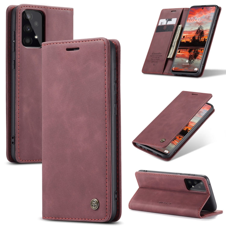 For Samsung Galaxy A33 5G CaseMe 013 Multifunctional Horizontal Flip Leather Phone Case(Wine Red) by CaseMe